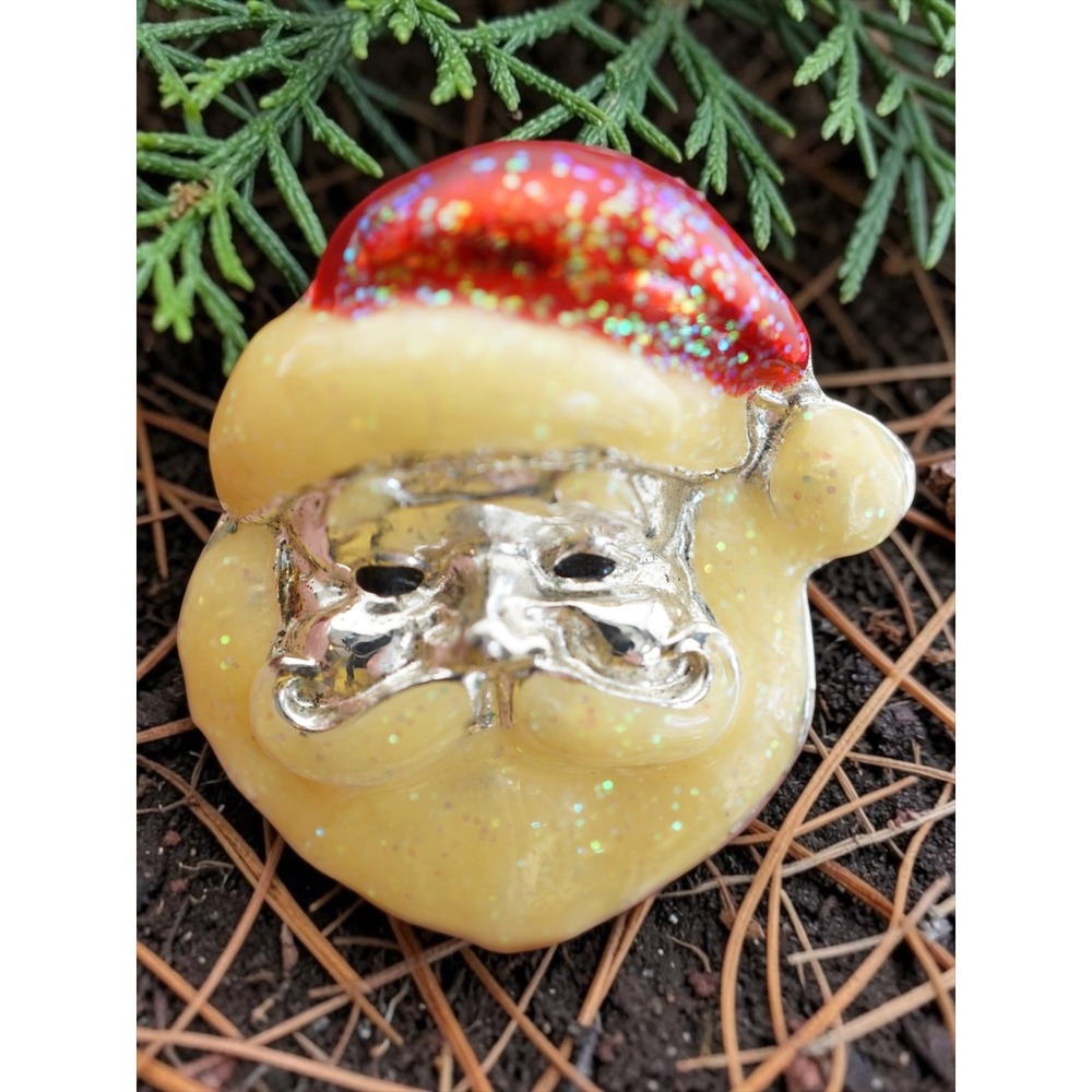 Vintage AAI Enamel Glitter Santa Claus Christmas Pin/Brooch-1-3/4"